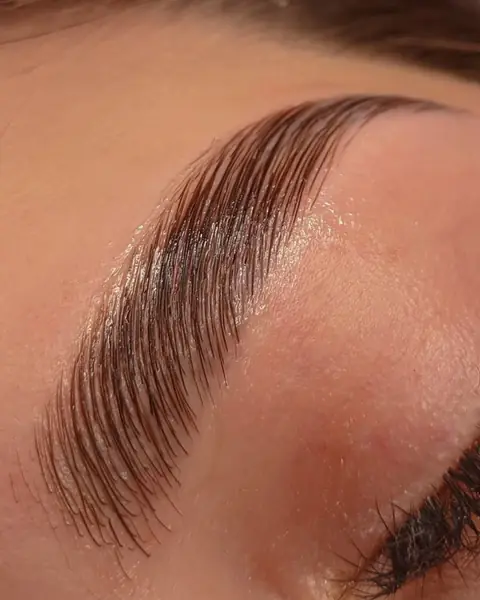 Sobrancelha com fios alinhados após brow lamination
